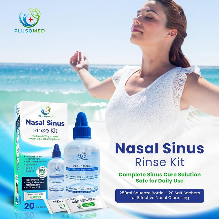 Sinus Rinse Kit, Squeeze Bottle, Neti Pot,+20 Salt Sachets, Original ,Nasal Wash, Sinus Rinse, Adults, Children, Nose Shower for Nose Cleaning and Nasal Flushing,
