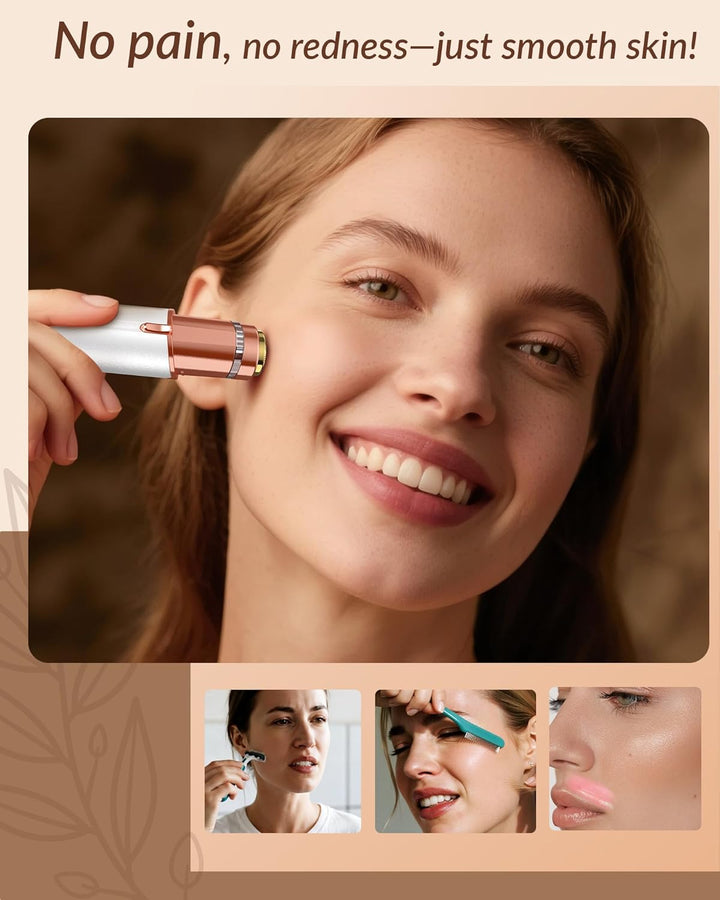 Facial Hair Remover for Women Face: Rechargeable Electric Painless Facail Hair Removal Device for Upper Lips, Chin,Peach Fuzz (White)