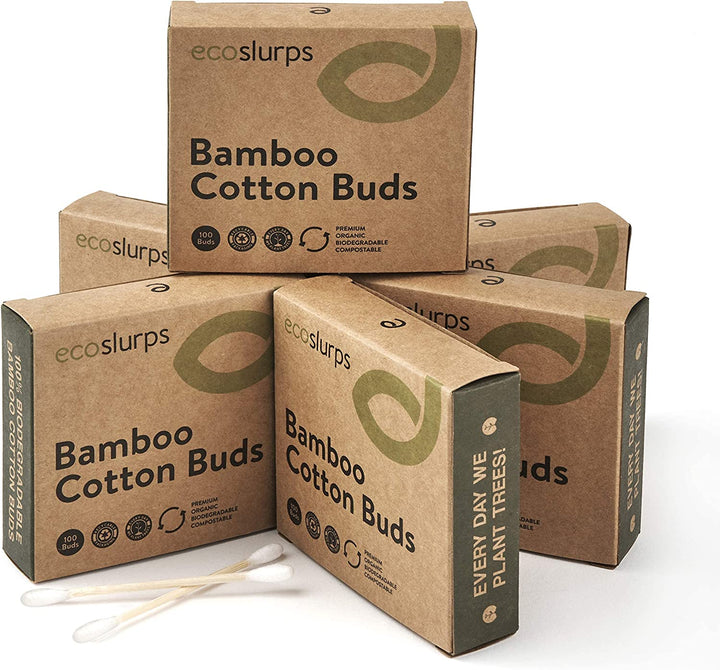 600 Bamboo Cotton Buds - British Brand That Plants Trees Every Day - Eco Friendly Cotton Swabs, Bud and Qtips (6X100 Cotton Buds)