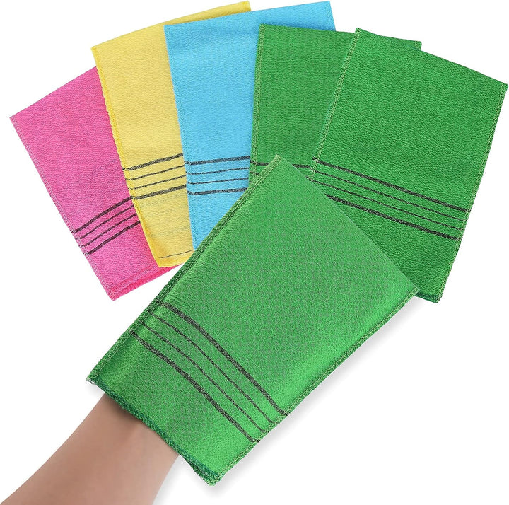 5Pcs Asian Exfoliating Washcloth Italy Towel Korean Exfoliating Mitt Dual-Sided Exfoliating Glove for Removing Dead Skin Callus Scrubbing Shower Spa Scrub Mitt Bath Accessories