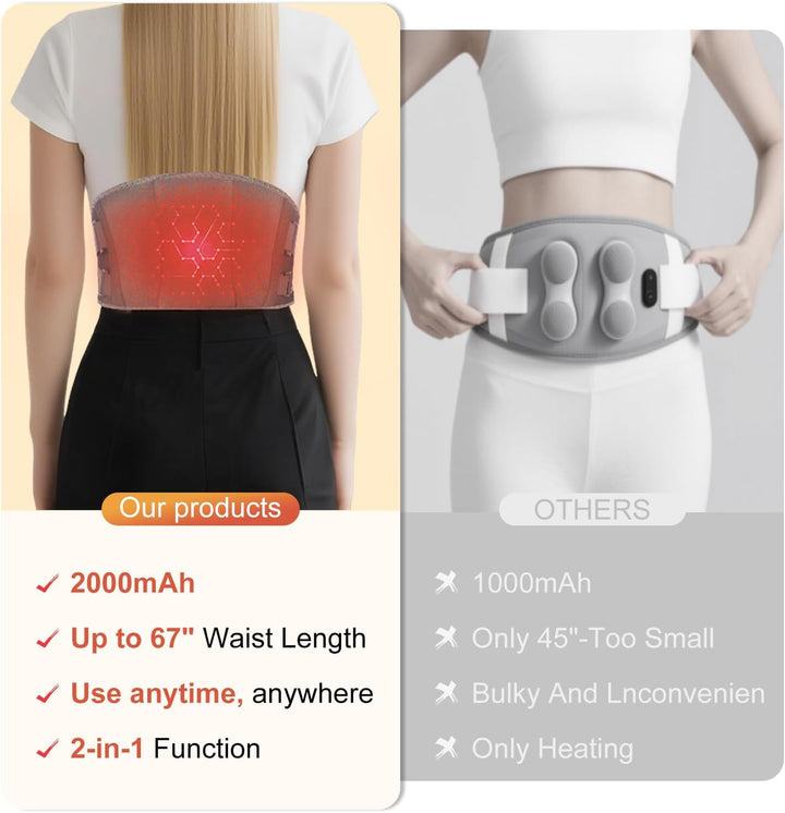 Christmas Gifts for Women Men - Cordless Heating Pad for Back Pain Relief,Gifts for Him/Her/Mum/Dad, Portable Lower Back Massager,Electric Heat Pad,3 Heat Levels 3 Vibration