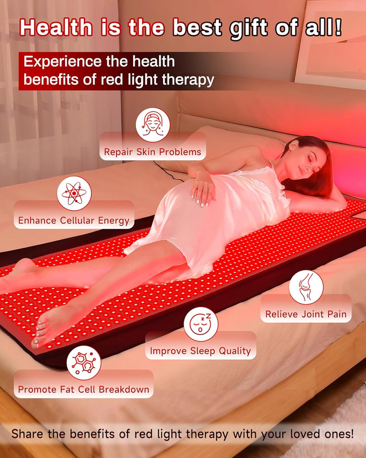 73"X33" Medical-Grade TPU Red Light Therapy Mat for Full Body Pain Relief, 73"X33" Dual Wavelength Infrared Red Light Blanket with 1370 Leds for Home Use
