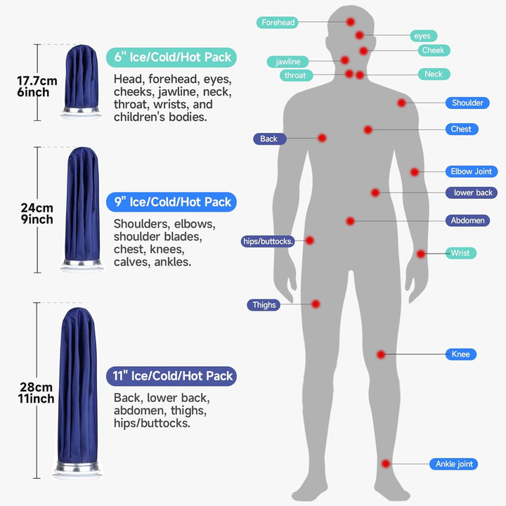 Ice Pack for Injuries Reusable, Ice Bags Hot Water Bag for Hot & Cold Therapy and Pain Relief with Cover, No-Leak Elastic Breathable Ice Bag, Size 9", Blue