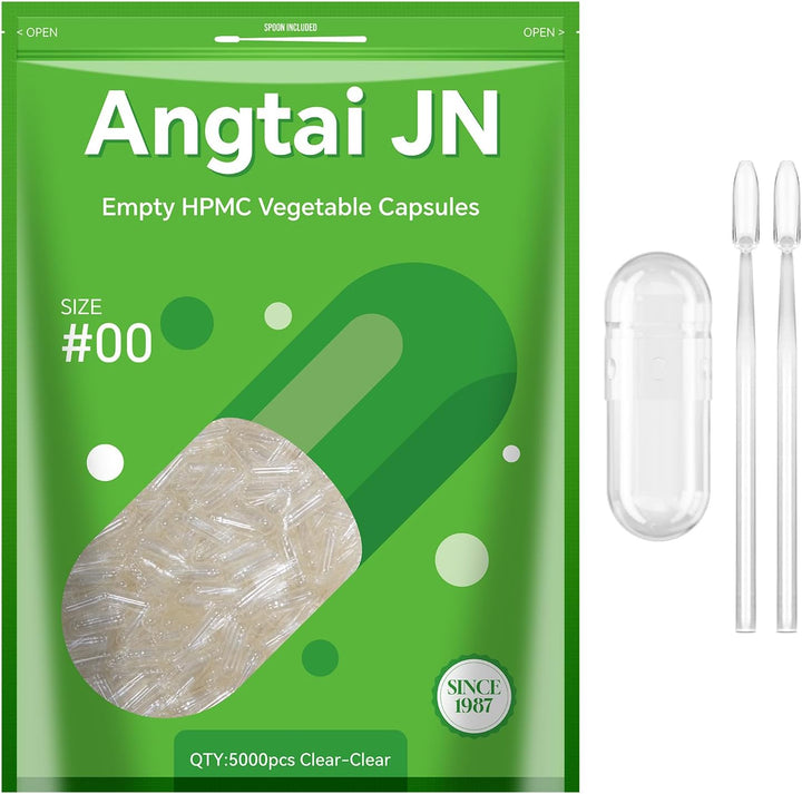 Empty Capsules, jn 100 Count Clear Vegetarian Capsules, Size 00 DIY Pill Capsules Filling Empty Caps with Micro Lab Spoon, Kosher, ISO9001, Gluten Free, Halal Certified, Non-Gmo Certified