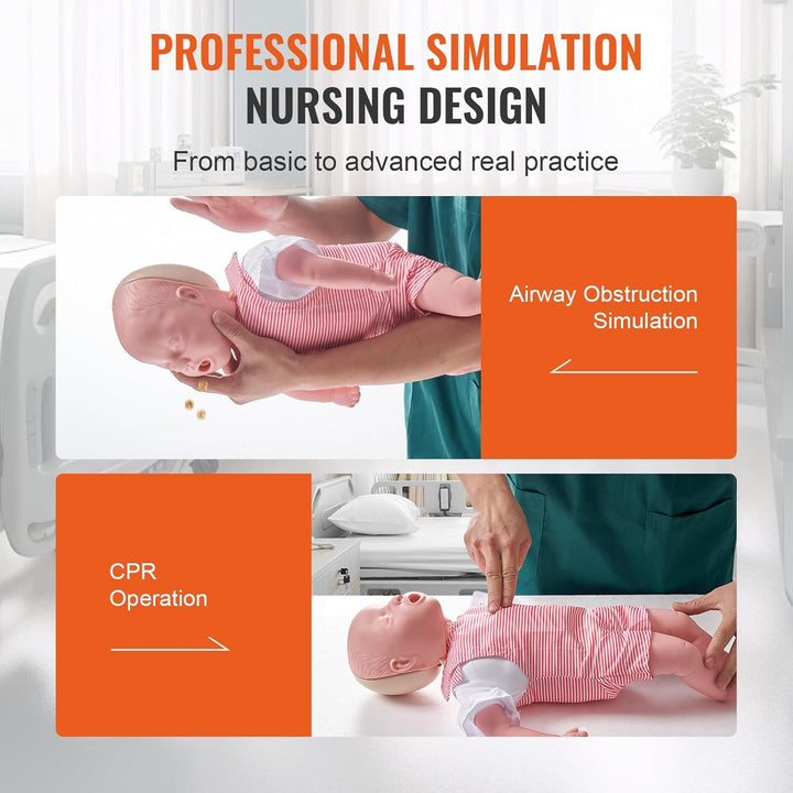 Infant CPR Training Manikin, Heimlich Maneuver and Cardiopulmonary Resuscitation (CPR) Practice, Professional Infant Airway Obstruction Training Manikin, Baby Infarction Model for Education