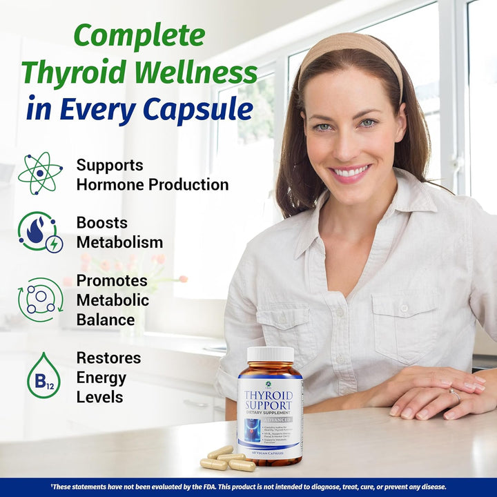 Thyroid Support Supplement for Women and Men - Energy & Focus Formula - Vegetarian & Non-Gmo - Iodine, Vitamin B12 Complex, Zinc, Selenium, Ashwagandha, Copper, Coleus Forskohlii, & More 30 Day Supply