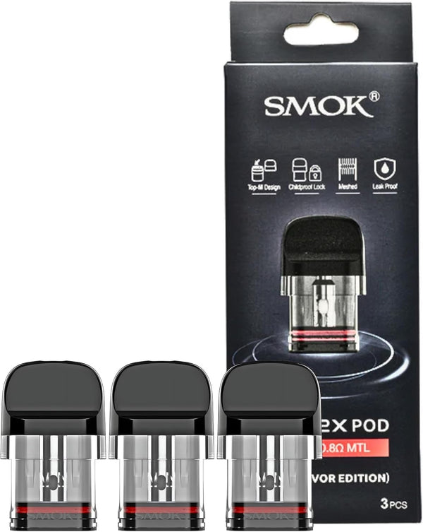 Smok Novo 2X MTL Replacement Pods - 3 Pack - [0.8Ohm Mesh] Inhale Activated, Top-Filling, TPD Compliant Ecig, 2Ml No Nicotine (2X Pods (0.8Ohm))