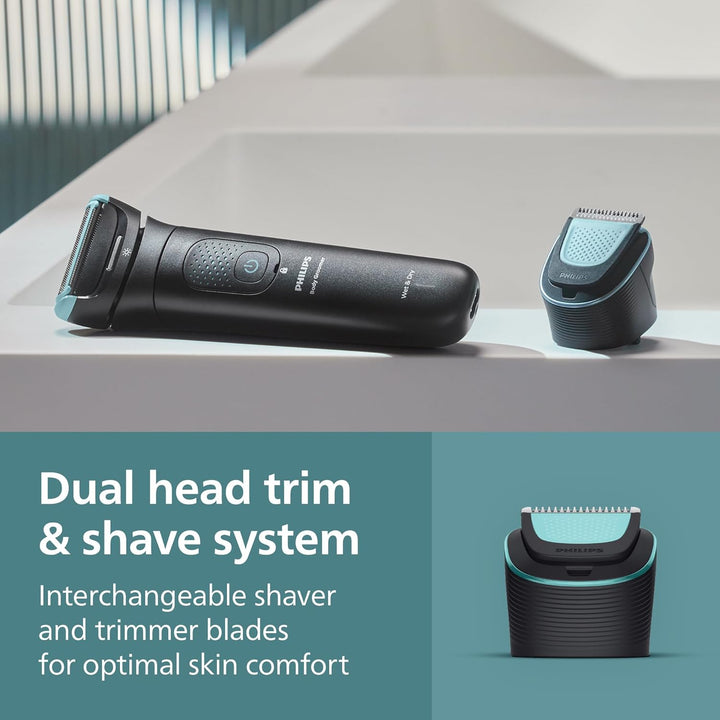 Body Groomer 7000 Series - Trimmer for Men with 2D Flexing Head, Triple Protect Shave System, Interchangeable Heads, Intimate Trim & Shave, 100% Showerproof, 120 Min. Runtime, Model BG7480/15