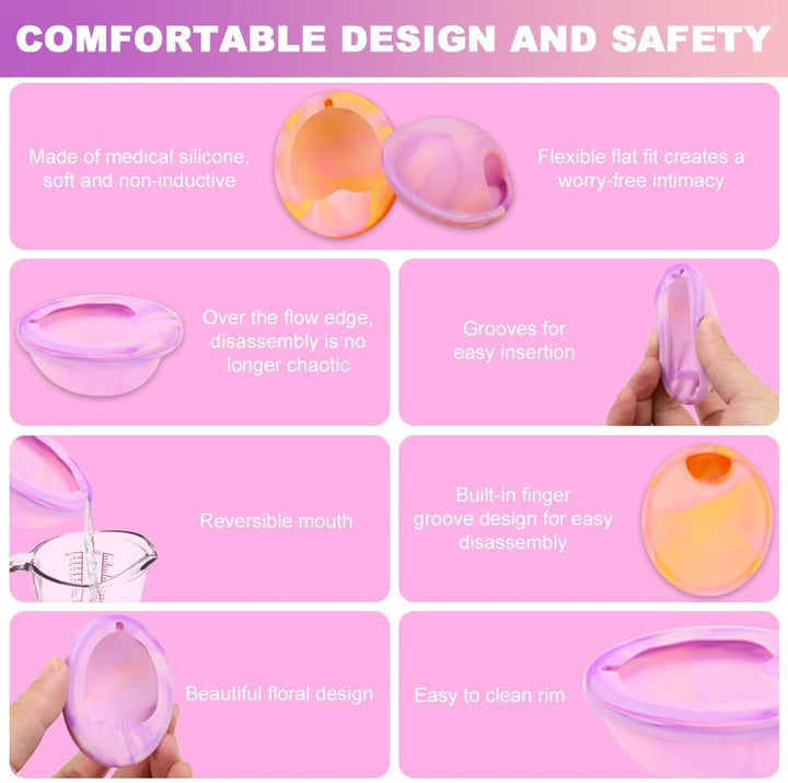 Menstrual Cups, Pack of 2 Reusable Menstrual Disc Soft Grade Silicone Menstrual Cup - Comfortable, Leak-Proof Period Protection,Small Large Sizes,Tampon, Pad, Cup Alternative