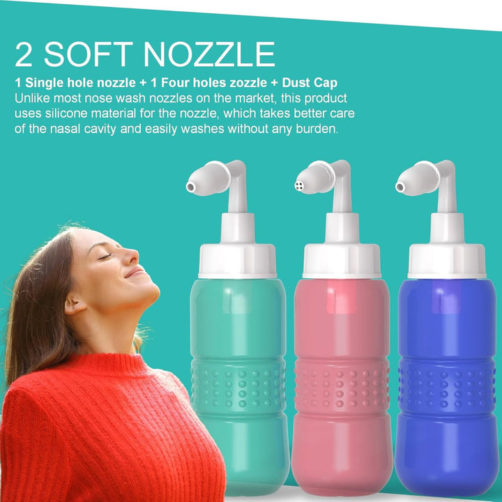 40 Nasal Rinse Mix + Neti Pot | Nose Wash Bottle 300Ml Sinus Rinse Bottle with Nasal Wash Salt + Nasal Spray with Waterproof Storage Bag