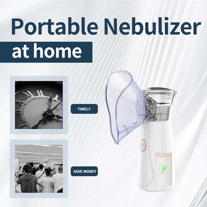 Nebuliser Machine for Adults & Kids, Portable Handheld Inhaler, Ultrasonic Rechargeable Nebulizer with 2 Masks & Mouthpiece, Easy to Use & Clean, Silent Nebuliser for Home & Travel