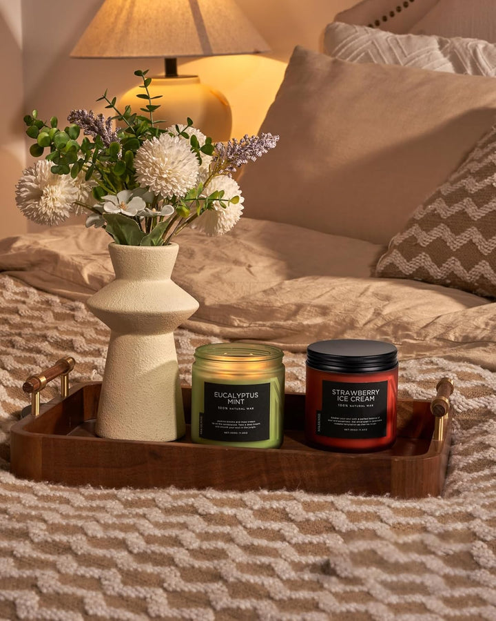 Eucalyptus Mint Soy Candles for Home Scented, 330G 70 Hour Burn Aromatherapy Candle Gift for Stress Relief, Meditation, Yoga, Relaxing SPA, Reusable Jar Candles for Men and Women