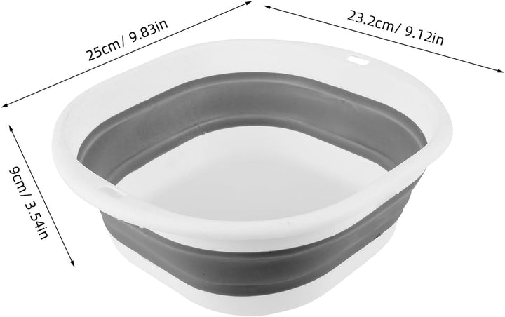 Foldable Washing Basin Portable Multi-Use Wash Tub for Bathing Travel and Home Use Collapsible Wash Bowl with Hook for Easy Drying Space-Saving Design in Grey-White Small