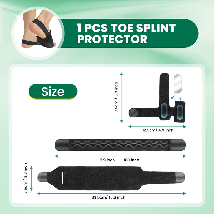Hammer Toe Straightener Corrector for Women and Men - Adjustable Toe Splint for Curled, Broken Toes Support, Pain Relief - Includes 1 Compression Wrap, 1 Toe Strap & 1 Heel Strap