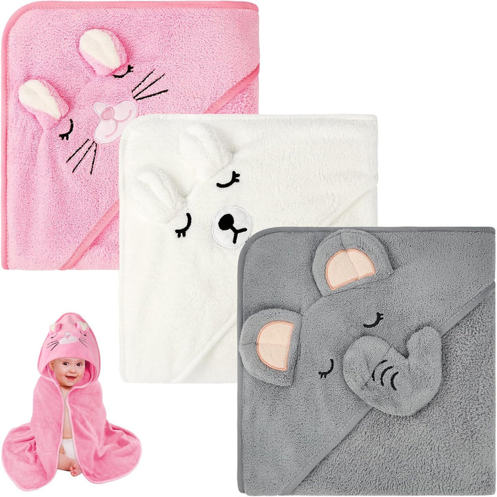 Baby Towels with Hood, Baby Bath Towels, 80X80Cm Soft and Absorbent Large Baby Bath Towel for Newborn and Infant, Toddler Bath Towel for Boys and Girls (Pink)