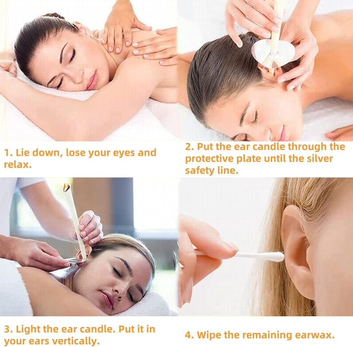 10PCS Ear Candles, Natural Beeswax Ear Candles for Ear Cleaning, Ear Candles Kit with 5 Protective Discs and 10 PCS Cotton Swabs