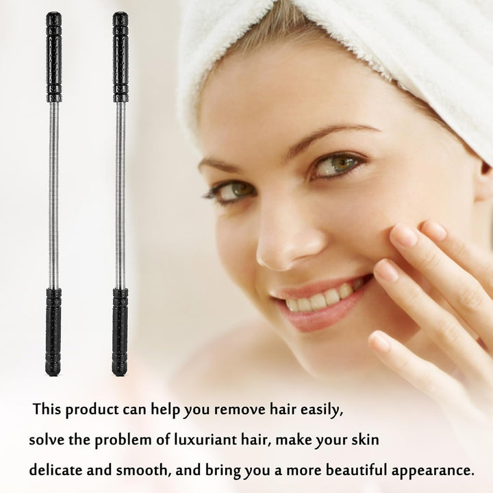 2 Pieces Black Facial Hair Remover Quick Hair Removal Epilator Tool,Facial Hair Remover Manual Epilator Spring Face Hair Roller Threading Epilator Tools for Face Hair Removing Tool