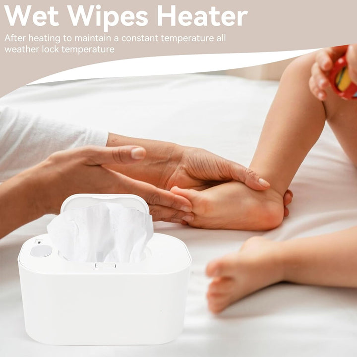 Portable Wet Wipes Heater, Thermostat Large Capacity Baby Wet Wipes Dispenser Household Wet Wipe Diaper Wamer for Car Home Baby Nursery (White)