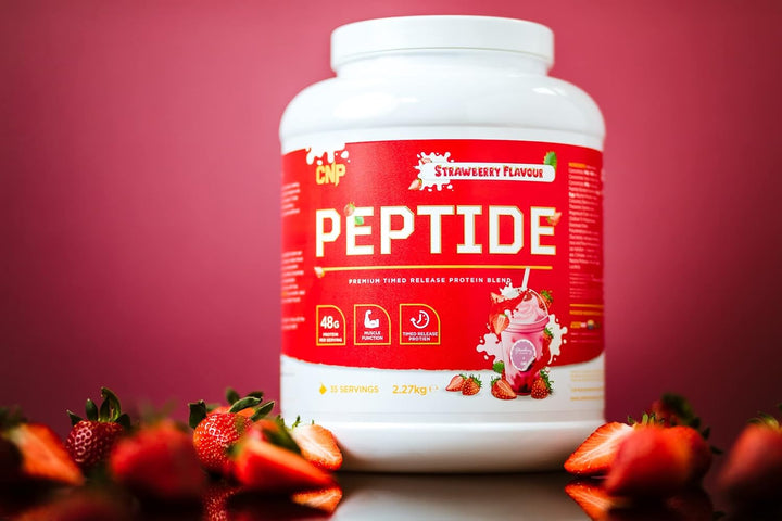 Peptide, High Protein 48G Premium Timed Release Protein Blend, Micellar Casein, Digestive Enzymes, 2.2Kg, 6 Flavours Available (Strawberry) Casein protein, Slow-digesting protein, Protein supplement, Protein powder, Muscle recovery protein, Fitness protei