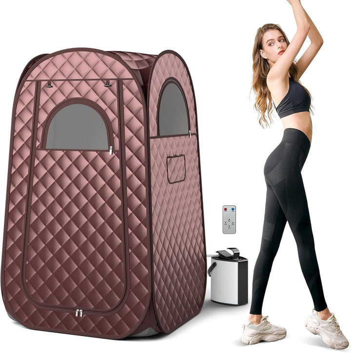 Portable Sauna Steam for Home, Folding Full Body Sauna Tent Steam Room with 3L Steamer Generator, Remote Control & Chair, Pop-Up Personal Home Sauna Pod Box for Therapy Detox Slimming (Grey)
