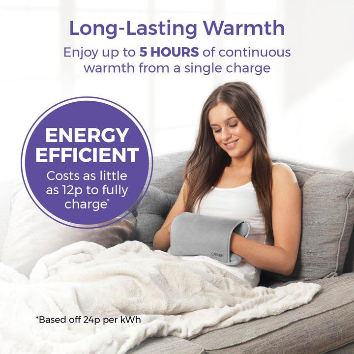 C85043GRY Rechargeable Hot Water Bottle & Cosy Hand, Body Warmer, Fast Heating, No Refill, over Heat Protection, Portable Heating Pad for Pain Relief, Automatic Temperature Control, Grey