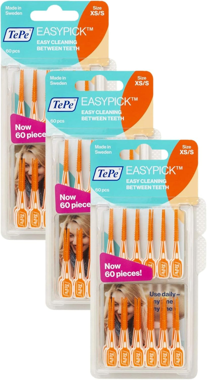 Easypick Toothpicks, Orange, ISO XS-S, 36Pcs, Plaque Remover, Efficient Clean between Teeth, Durable Dental Picks for Narrow Gaps, Travel Case Included