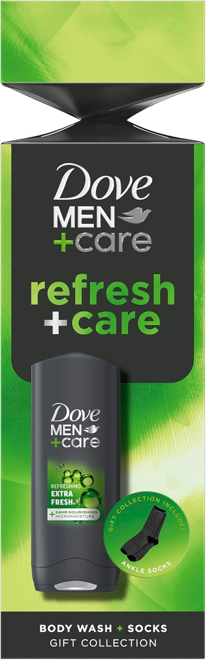 Dove Men+Care Refresh+Care Body Wash & Socks Gift Set with a 3-In-1 Hair, Face & Body Wash and Socks in a Stylish Cracker Perfect Gifts for Men 1 Piece