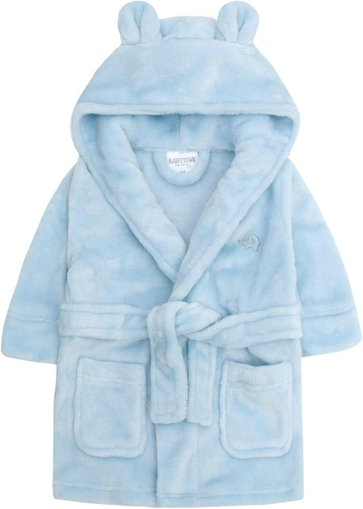 Baby Boys & Girls Unisex Dressing Gown (Ages 6-24 Months) Soft Plush Flannel Fleece Hooded Bath Robe