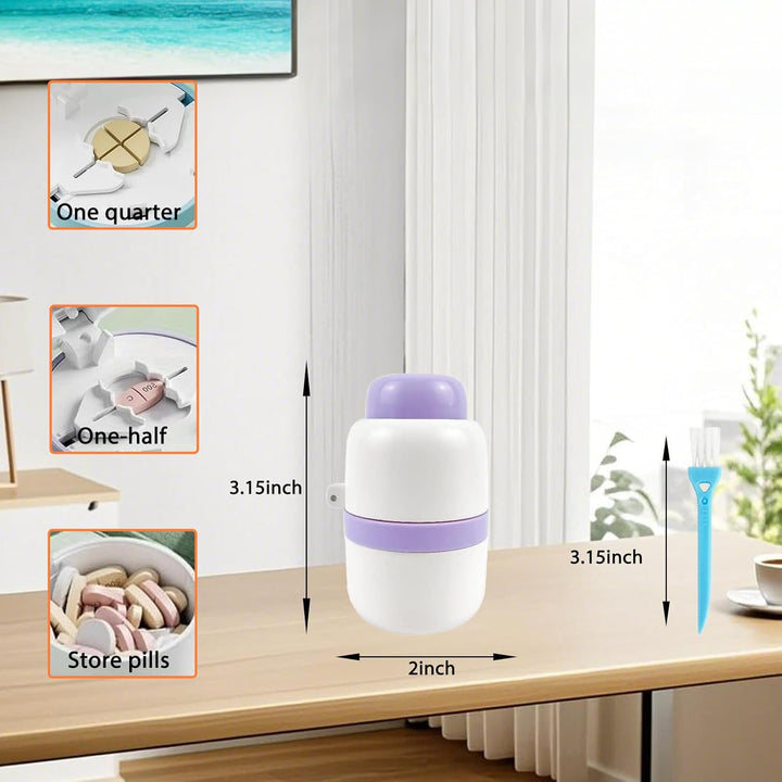 /Storage, Stainless Steel Blade Pill Splitter, 1/2, 1/4 Clean Cut, Tablet Cutter for Pills, Portable s for Small or Large Pills(Purple)