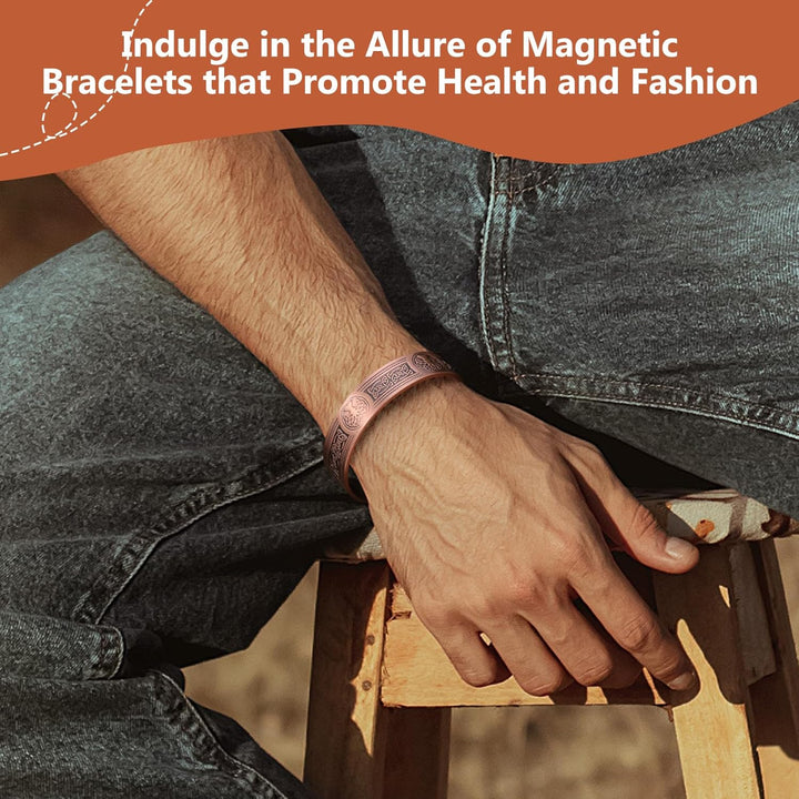 Copper Bracelets for Men Women,Tree of Life and Celtic Knot Design Copper Magnetic Bracelets Cuff Bangle with 12Pcs Powerful Magnets(Each 3800 Gauss), Brazaletes Jewelry with Gift Box