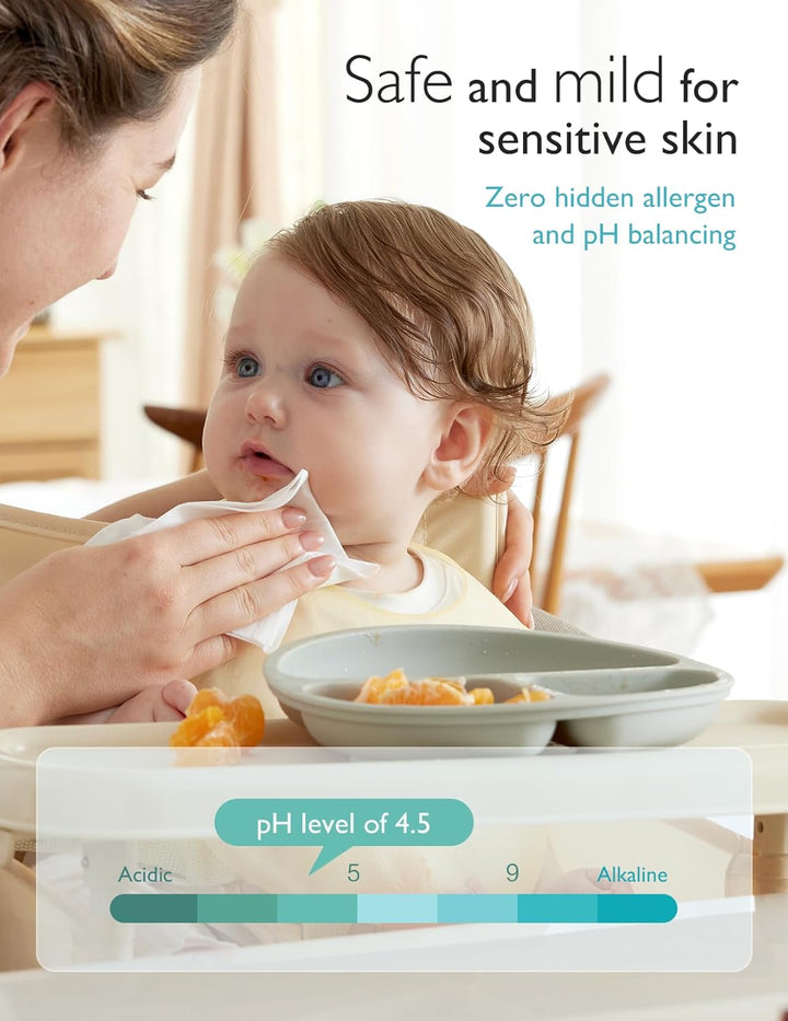 Baby Wipes Extra Large Design 99% Water Based Fragrance Free & Hypoallergenic Cleansing & Moisturizing Wipes for Sensitive Skin 8 Packs