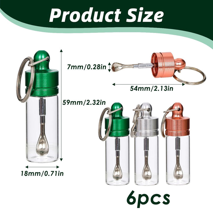 6Pcs Bottle with Spoon, Practical Vial with Spoon Kit, Waterproof Premium Glass Vial for Outdoor Travel(Transparent)