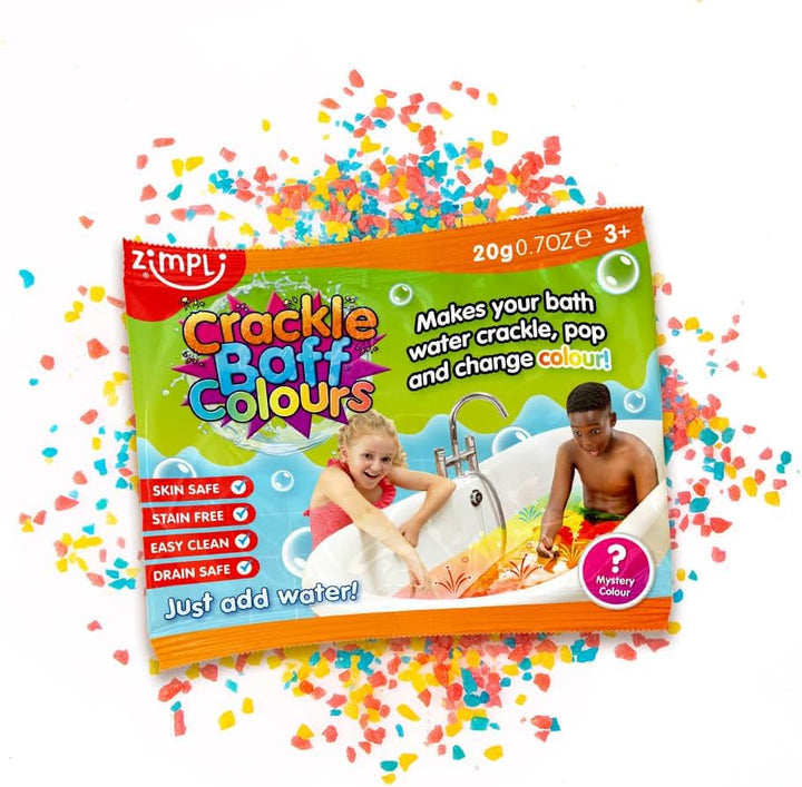 ZIMPLI - Crackle Baff Colours, 3 Bath Pack, Magically Makes Your Water Crackle, Pop & Change Colour, Bath Toy, Pocket Money Stocking Filler Gift, UK Made