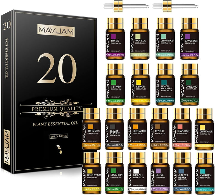 20 Pcs Pure Essential Oil Gift Set, Essential Oils for Diffusers for Home, Aromatherapy Oils for Diffuser, Humidifiers, Gift for Friend (5ML)