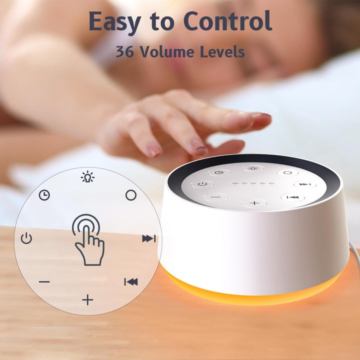 White Noise Machine Sound Machine with 30 Soothing Sounds for Sleeping 12 Colors Night Light Plug in Brown Noise Machine Adults Baby Kids Sleep Machine Memory Function 36 Volume Level 5 Timer for Home
