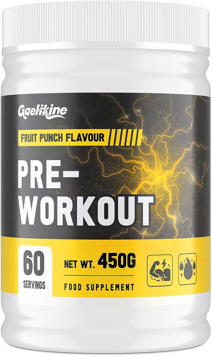 Pre Workout Powder – Energy, Focus & Endurance – with Citrulline, Bcaas, Caffeine & Ashwagandha – Fruit Punch Flavour – Performance Supplement for Workout Enthusiasts (60 Servings (Pack of 1))