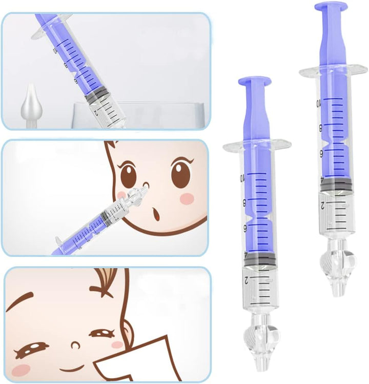 2Pcs Baby Nasal Aspirator, 10Ml Nasal Irrigator, Reusable Silicone Nasal Suction Tip, Nasal Irrigator for Baby, Nose Cleaner Rinsing Device, Safe and Comfortable