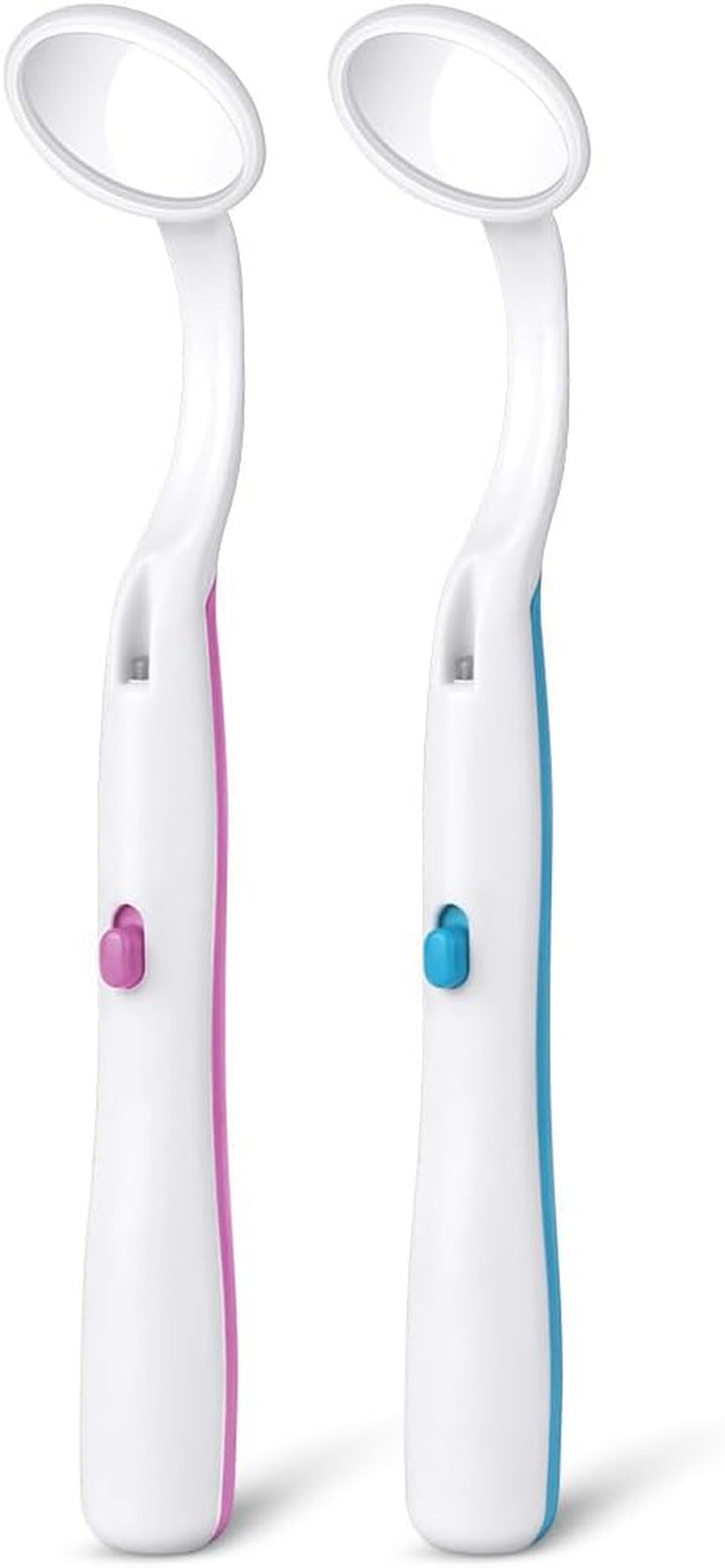 Dental Mirror with Light, 2PCS Dental Teeth Mirror, anti Fo Mouth Tooth Mirror, Dental Inspection Mirror with LED Light for Oral Dental Care, Dental Oral Care Tool Kit