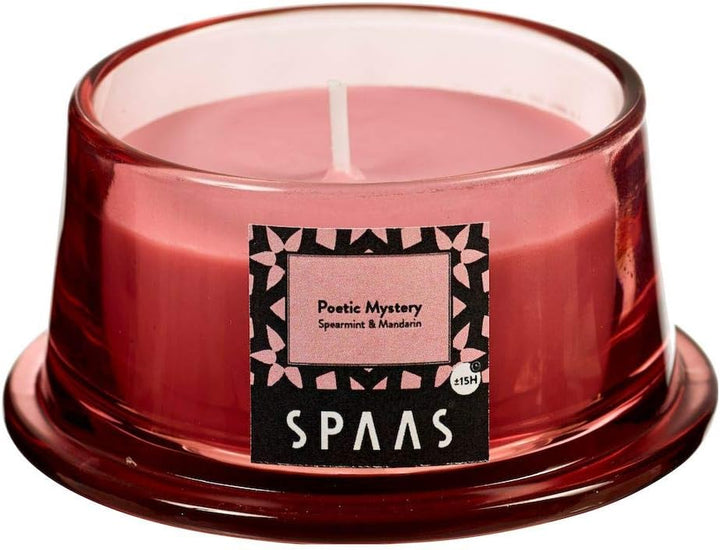 Scented Candle in Low Glass, ± 15 Hours, Magical Thoughts, Wine Red