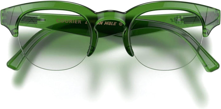 ® Courier Fashion Glasses | Zero’S with Clear Lenses | Modern Vintage Browline Frames | Men’S Women’S Unisex | Spring Hinges