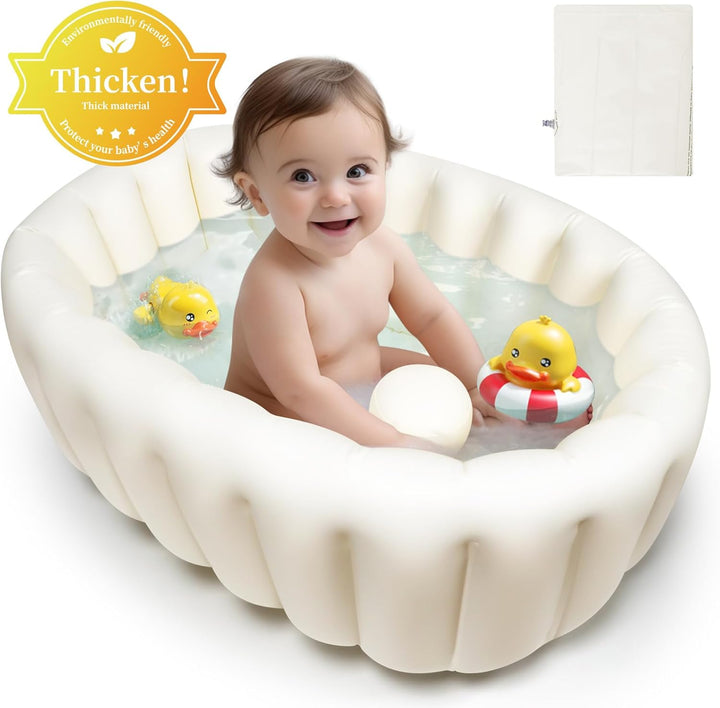 Inflatable Baby Bath Tub - Foldable, Collapsible Travel Bathtub for Toddlers and Newborns 0-12 Months - Support for Boys and Girls