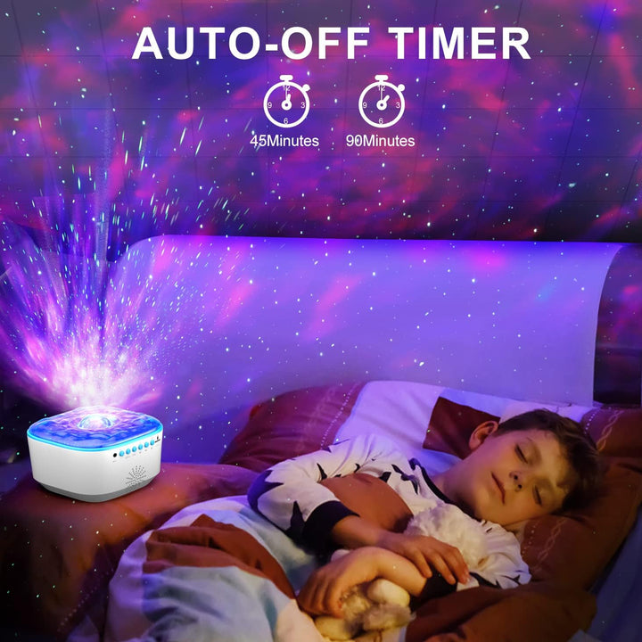 Galaxy Projector, Star Projector Night Light with Remote Control/Timer Function/Built-In Music, LED Projector Light with 8 Lighting Modes for Kids Adults Bedroom/Party/Gift (White)