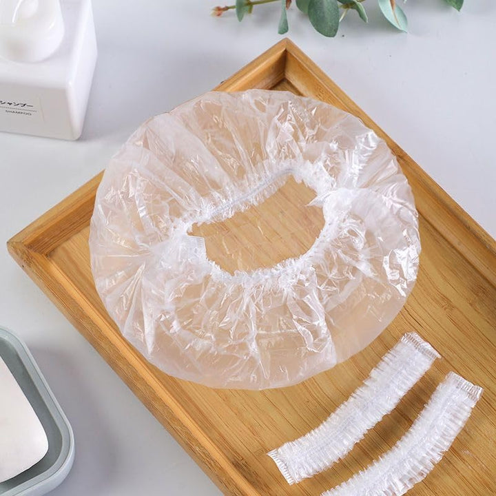 Shower Caps Disposable Plastic Shower Caps for Women Men Bath Caps Hair Cap Waterproof for Salon,Spa,Travel,Home Use,Hotel,Shower (50PCS, 42CM)