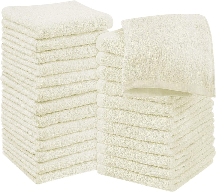 - Cotton Washcloths Set - 30 X 30 Cm, White - 100% Ring Spun Cotton, Premium Quality Flannel Face Cloths, Highly Absorbent and Soft Feel Fingertip Towels (24-Pack, White)