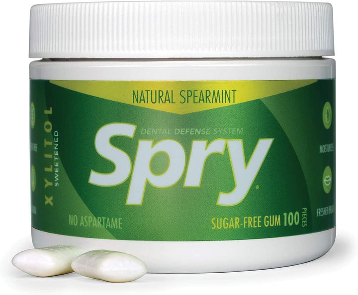 Fresh Natural Xylitol Chewing Gum Dental Defense System - Aspartame-Free, Sugar-Free, Non-Gmo, Gluten-Free (Spearmint, 100 Count - Pack of 1)