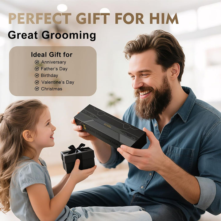 Beard Straightener, 30S Quick Heated Beard Brush, Mini Heating Straightening Comb for Men, Ionic/Lightweight/Fast/Anti-Scalding Hot Hair Brush for Styling Long&Short Beard