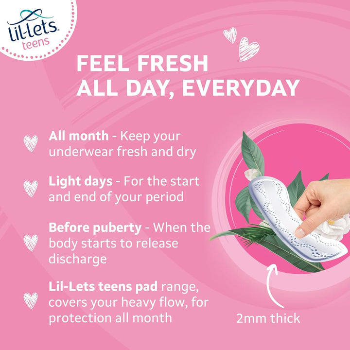 Teens Liners X 16, Petite and Slim Pantyliners for Girls and Teenagers, Unscented, for Very Light Flow, Breathable Panty Liners, First Periods, Vegan Friendly, Pack of 1, of 16 Pant Liners