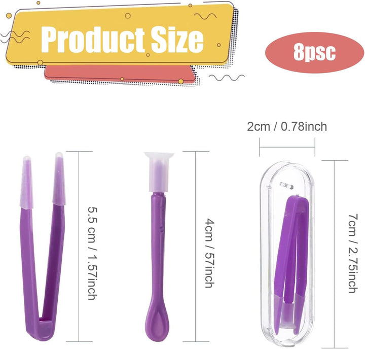 8Pcs Contact Lens Applicator Kit, Portable Contact Lens Remover Tools with Tweezers & Suction Stick, Storage Case Included - Ideal for Travel and Daily Use