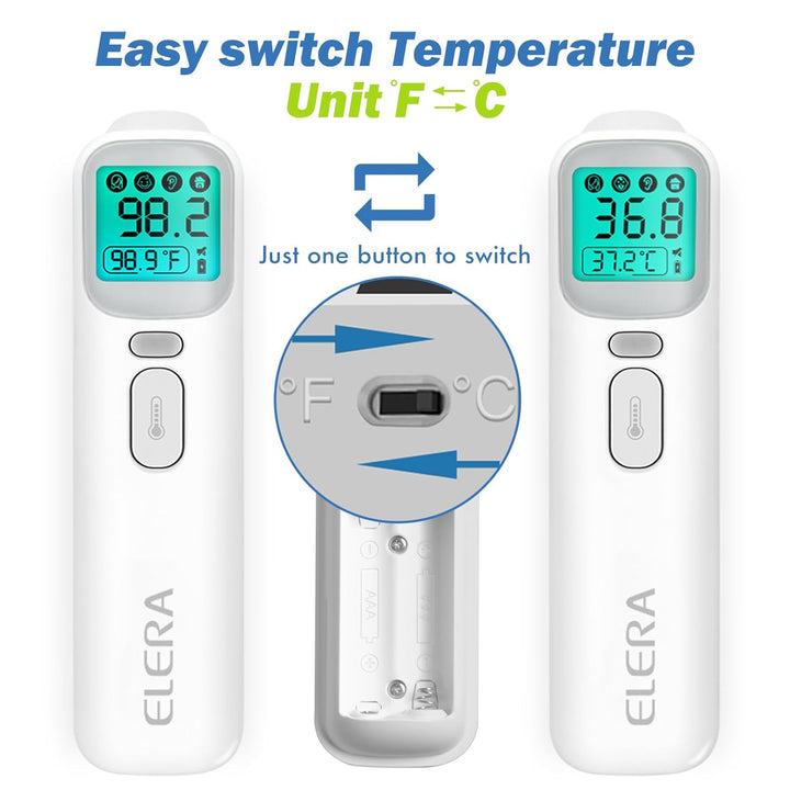 Ear Thermometer for Kids, Baby Thermometer with Forehead and Ear Mode for Adults, Infant, Kids and Toddler, Touchless and 1 Second Reading with Fever Alarm and Mute Function