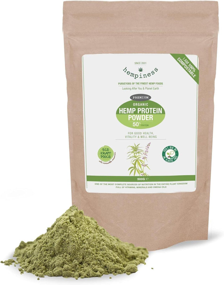 Organic Premium Raw Hemp Protein Powder (1Kg) | 50% Protein | Vegan and Eco-Friendly